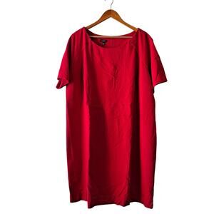 Talbots Dress Short Sleeve Round Neck Knee Length Shift Red Womens Size 22WP